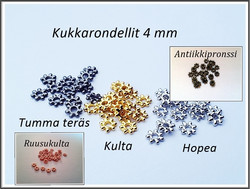 Kukkarondelli/välihelmi 4 mm, eri värejä, 20 kpl