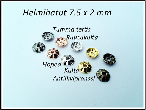 Helmihattu 7.5 x 2 mm Ratas, eri värejä, 10 kpl