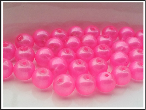 Helmiäislasihelmet Ø 10 mm, pinkki, 40 kpl
