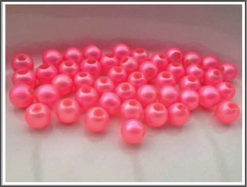 Helmiäislasihelmet Ø 8 mm, kirkas pinkki, 50 kpl