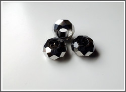 Kristallilasihelmi, 14 x 9 mm, Jet Hematite