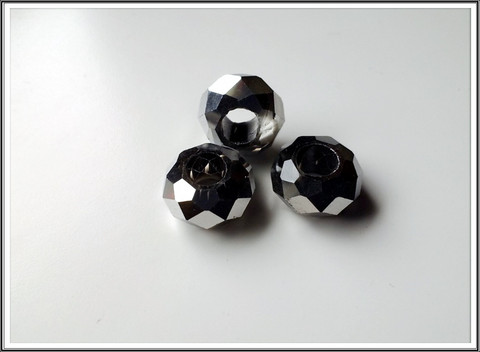 Kristallilasihelmi, 14 x 9 mm, Jet Hematite