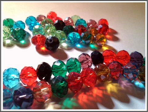 Kristallirondellit 10 x 7 mm, värimix, 10 kpl/pss