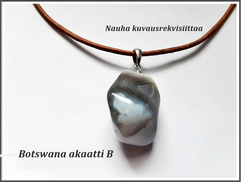 Botswana akaatti, kiviriipus .925 hopeisella pidikkeellä