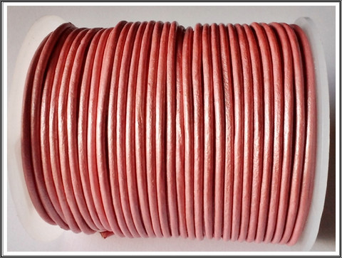 Nahkanauha pyöreä Ø 2 mm, metallipinkki, metri