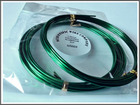 Värillinen alumiinilanka Ø 1,5 mm, 3 metriä, vihreä (Green)