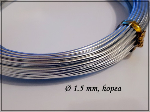 Värillinen alumiinilanka Ø 1.5 mm, 10 metriä, hopea