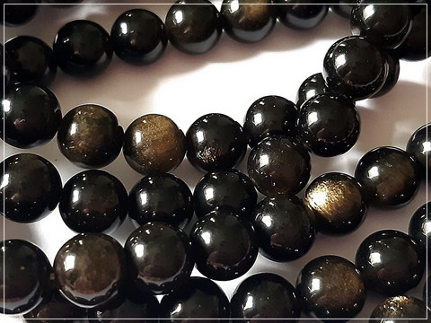 Kultaobsidiaani, pyöreä Ø 8 mm, ½ nauha