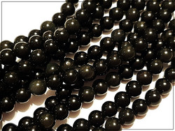 Obsidiaani, pyöreä Ø 6 mm, ½ nauha