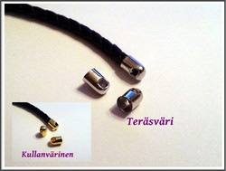 Nauhanpäät Ø 5-6 mm sylinteri, teräsväri/kulta, 10 kpl