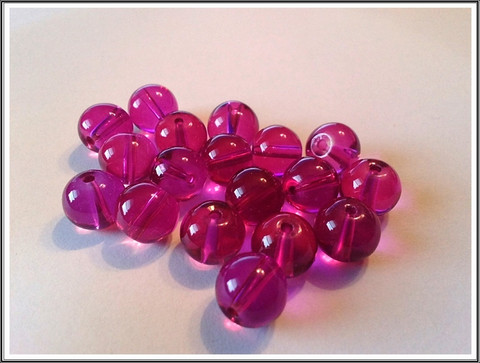 Lasihelmi 10 mm pyöreä, pinkki, 30 kpl