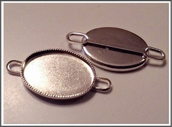 Korupohja, linkki, hopeoitu, ovaali 18 x 13 mm
