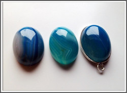Akaatti, raita, 18 x 13 mm, sininen