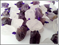 Ametisti & vuorikristalli, rouheat nugetit, ½ nauha