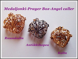 Medaljonkiriipus/Angel caller/Prayer box, 32 x 30 mm sydän, eri värejä