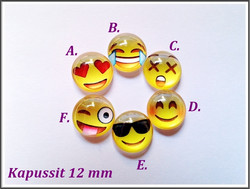 Lasikapussi Ø 12 mm, Emoji, eri fiiliksiä
