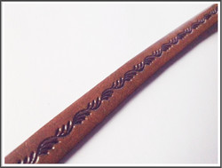Nahkanauha 10 x 2 mm, kohokuvioitu, köynnös, ruskea