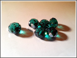 Kristallilasirondelli, 12 x 8 mm, fasetoitu, Blue Zircon, 10 kpl