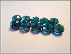 Kristallilasirondelli, 12 x 8 mm, fasetoitu, Blue Zircon, 10 kpl