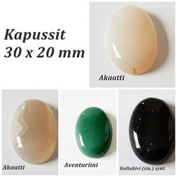 Kivikapussi 30x20 mm, eri kivilajeja