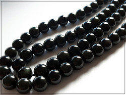 Obsidiaani Ø 10 mm, vihreällä välkkeellä, 10 kpl