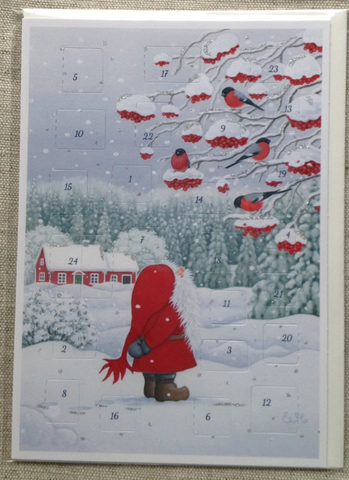 Adventtikalenterikortti Punatulkut