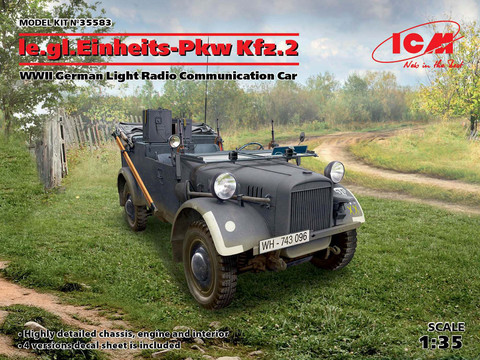 le.gl.Einheits-Pkw KFZ.2,WWII German Light Radio Communication Car, 1:35 (pidemmällä toimitusajalla)