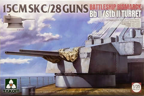 15cm SK C/28 Guns, Battleship Bismarck Bb II / Stb II Turret, 1:35 (pidemmällä toimitusajalla)