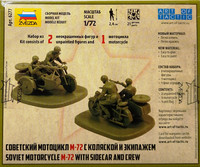 Soviet Motorcycle M-72 with Sidecar and Crew, 1:72