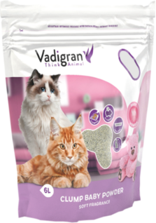 Vadigran, paakkuuntuva kissanhiekka, Baby Powder, 6kg