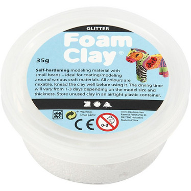 Foam Clay®, Glitter, valkoinen, 35g