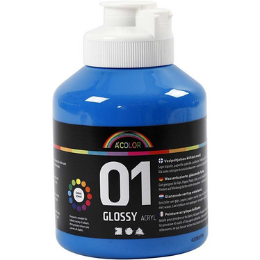 A'Color, akryylimaali, 01, kiiltävä, perussininen, 500ml