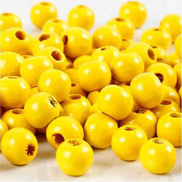 Puuhelmet, halk. 8mm, aukon koko 2mm, keltainen, 15g/pkk, 80kpl