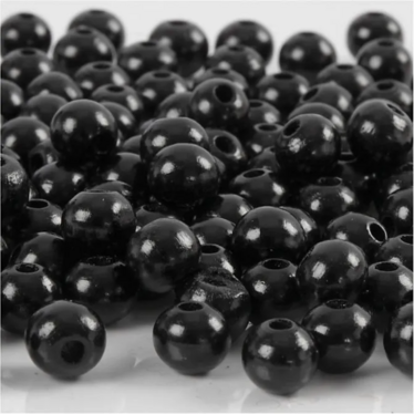 Puuhelmet, halk. 8mm, aukon koko 2mm, musta, 15g/pkk, n.80 kpl