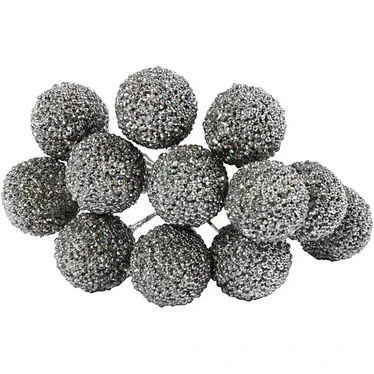 Muovimarjat, hopea, 12kpl, 1pkk