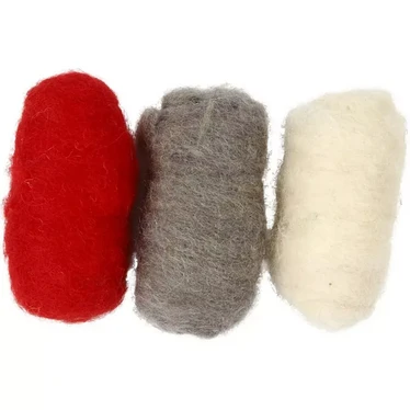 Karstattu villa, punainen/harmaa/valkoinen, 3x10g/pkk