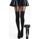 Plain Stripe Suspender Tights-Black