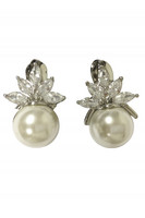 Elegant Pearl DIamante Clip On Earrings