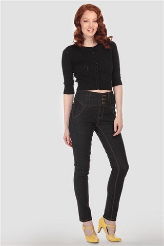 Rebel Kate Denim Jeans Black, korkea vyötäröiset farkut