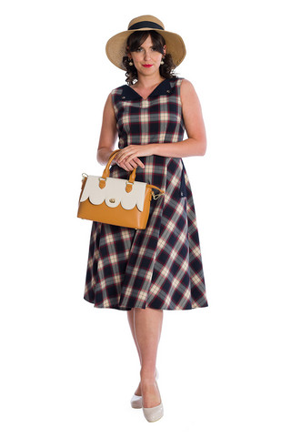 Sail Day Fit and Flare Dress, ruudullinen kellomekko