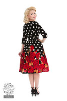 Red Roses Velvet Dress (XS,S)