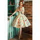 Darlene Green Floral Swing Dress, kellomekko