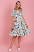 Darlene Green Floral Swing Dress, kellomekko