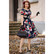 Darlene Retro Navy Blue Floral Swing Dress, kellomekko