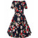 Darlene Retro Navy Blue Floral Swing Dress, kellomekko