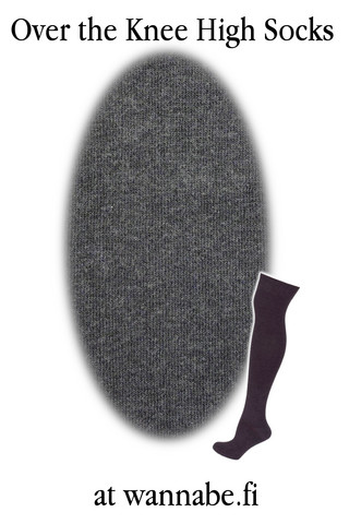 1001 Over knee high socks, plain dark grey