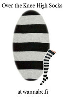 1002 Over knee high socks, stripe blk/light grey
