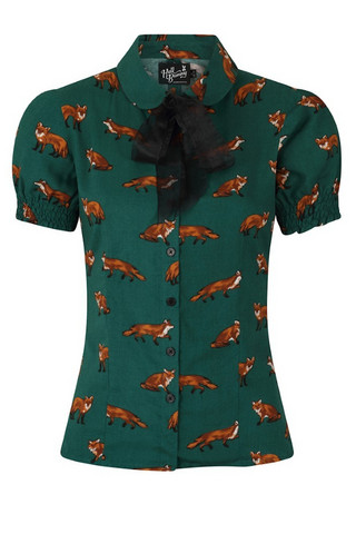 60061 HELL BUNNY VIXEY BLOUSE, GRN