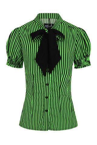 60011 HELL BUNNY HUMBUG BLOUSE, GRN