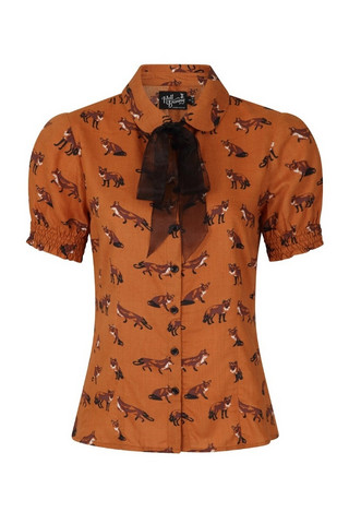 60061 HELL BUNNY VIXEY BLOUSE, brn